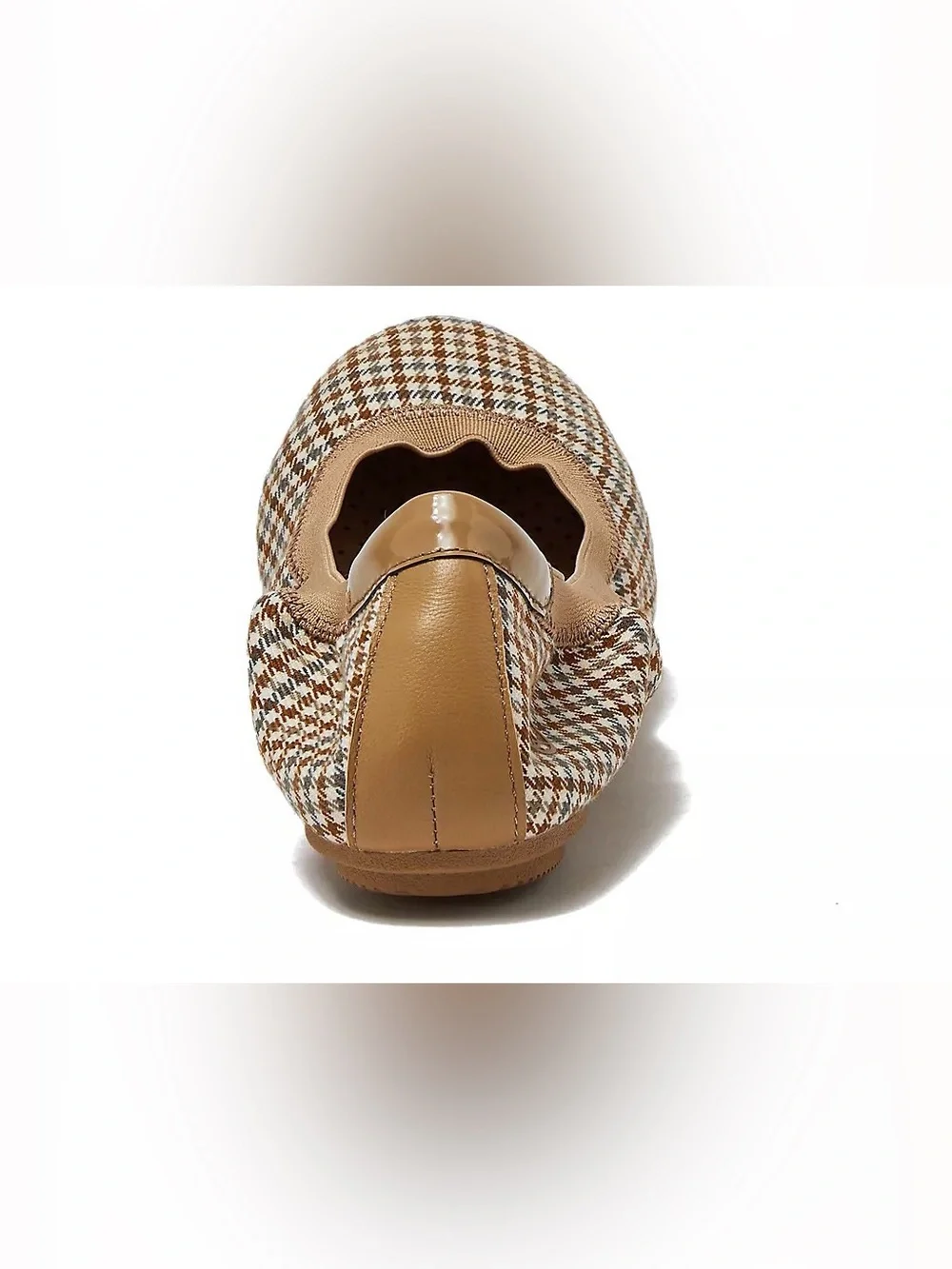 Lands’ End Women’s comfort slip on ballet flats in  desert tan multi plaid Sz 9